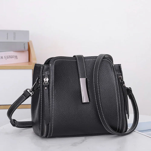 Cow Leather Women's Handbag Shoulder Bag Crossbody Bucket Bag-Handbags-Arimonz-Arimonz