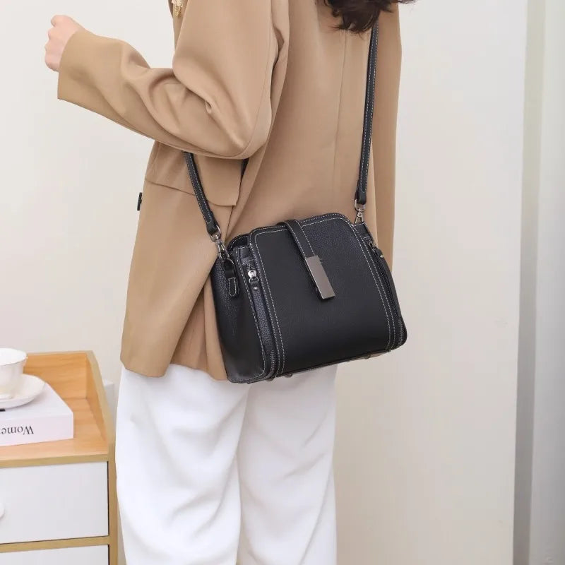 Cow Leather Women's Handbag Shoulder Bag Crossbody Bucket Bag-Handbags-Arimonz-Arimonz