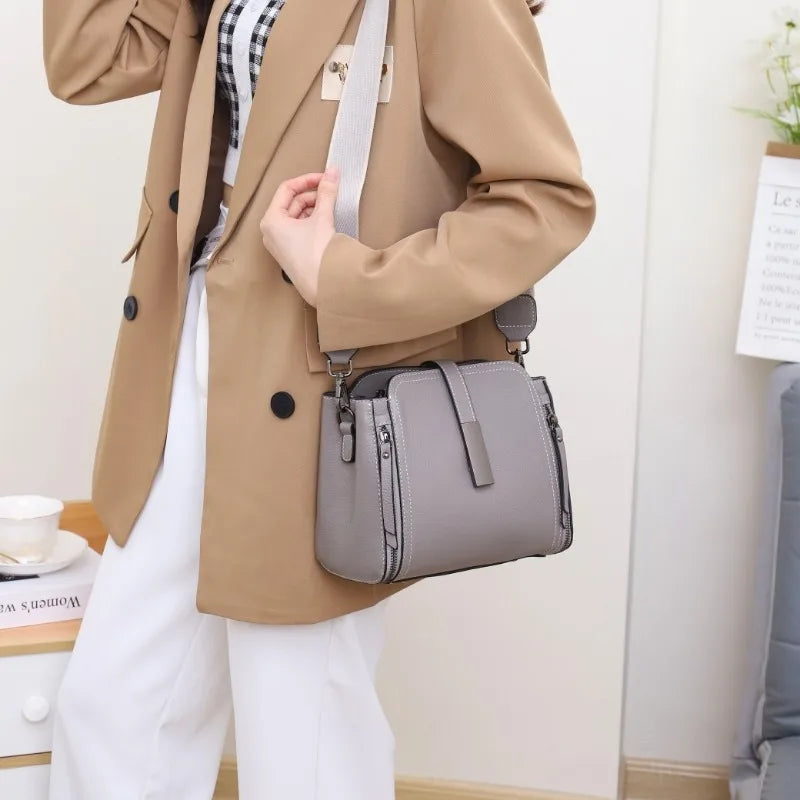 Cow Leather Women's Handbag Shoulder Bag Crossbody Bucket Bag-Handbags-Arimonz-Arimonz