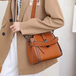 Cow Leather Women's Handbag Shoulder Bag Crossbody Bucket Bag-Handbags-Arimonz-caramel-Arimonz