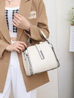 Cow Leather Women's Handbag Shoulder Bag Crossbody Bucket Bag-Handbags-Arimonz-rice white-Arimonz