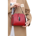 Cow Leather Women's Handbag Shoulder Bag Crossbody Bucket Bag-Handbags-Arimonz-wine red-Arimonz