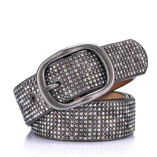 Cowskin Designer Waist Punk Rivet Studded Belt Casual Pin Buckle-Belts-Arimonz-Arimonz
