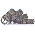 Cowskin Designer Waist Punk Rivet Studded Belt Casual Pin Buckle-Belts-Arimonz-Gray-90cm/35in-Arimonz