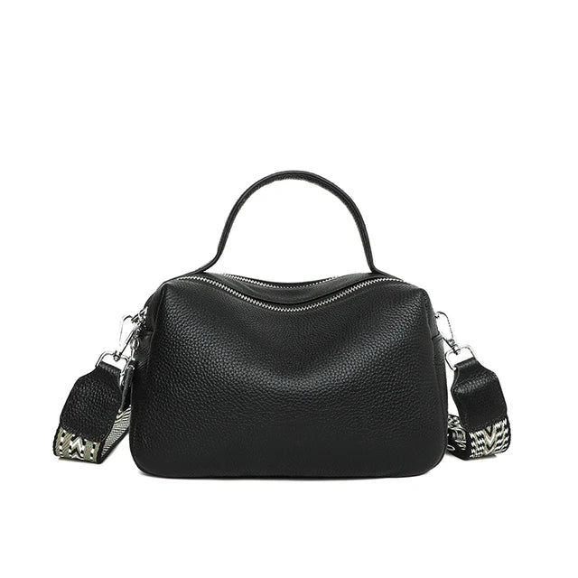 Crossbody Bags Women Genuine Leather Bag Tote Bag Vintage Boston Handbag-Handbags-Arimonz-Black-Arimonz