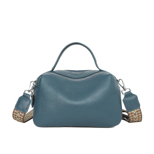 Crossbody Bags Women Genuine Leather Bag Tote Bag Vintage Boston Handbag-Handbags-Arimonz-Blue-Arimonz