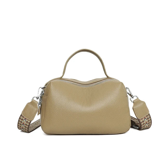 Crossbody Bags Women Genuine Leather Bag Tote Bag Vintage Boston Handbag-Handbags-Arimonz-Khaki-Arimonz