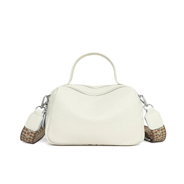 Crossbody Bags Women Genuine Leather Bag Tote Bag Vintage Boston Handbag-Handbags-Arimonz-White-Arimonz