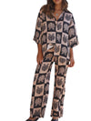 Cute Seashell Print Half Sleeve Shirt and Pants Set Women Loungewear-Wear To Work Sets-Arimonz-Arimonz