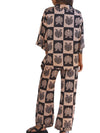 Cute Seashell Print Half Sleeve Shirt and Pants Set Women Loungewear-Wear To Work Sets-Arimonz-Arimonz