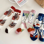 Trendy Personality Tide 5 Pairs Graffiti Unisex Cotton Couple Socks