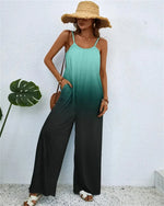 Ladies Digital Printing Gradient Sleeveless Casual Baggy Jumpsuit