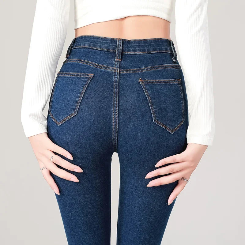 High Waist Stretch Slim Pants Casual Skinny Jeans Female Pencil Denim