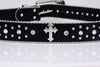 Black Cross Rivet Belt Engraved Buckle Rhinestone Décor Belt