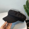 Street Style Newsboy Denim Beret with Mesh Lace Flat Cap for Women