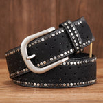 Women Belt Hollow Out Rivet All-match Fashion Belts Women Wide Belt