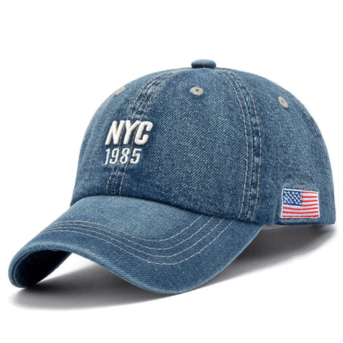 Denim Baseball Cap Women Embroidery Letter Jeans Snapback Hat-Women's Caps-Arimonz-Arimonz
