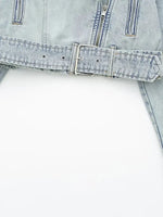 Denim Coat Lapel Long Sleeve Short Jacket Lady Chic Streetwear Jacket-Jean Jackets-Arimonz-Arimonz