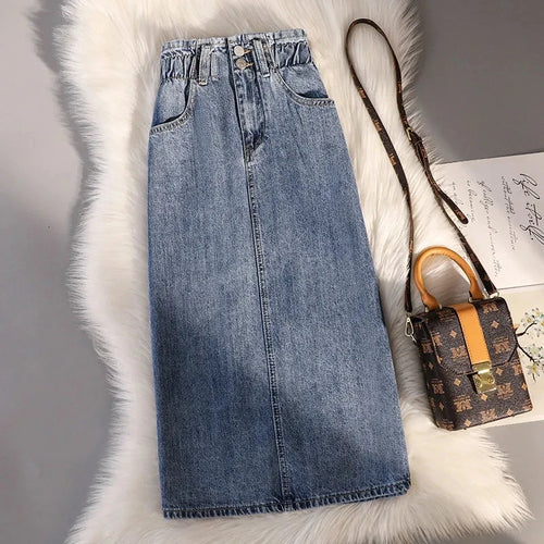 Denim Skirt Women High Waist Wrapped Hip Skirt Casual Skirt-Denim Skirts-Arimonz-Arimonz