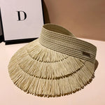 Designer Tassel Straw Sun Summer Hat Outdoor Panama Beach Sunshade Cap-Summer Hats-Arimonz-Arimonz