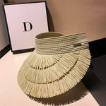 Designer Tassel Straw Sun Summer Hat Outdoor Panama Beach Sunshade Cap-Summer Hats-Arimonz-Beige-Arimonz