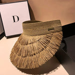 Designer Tassel Straw Sun Summer Hat Outdoor Panama Beach Sunshade Cap-Summer Hats-Arimonz-Khaki-Arimonz