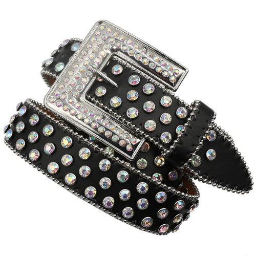 Diamond Rhinestone Belt Fashion Luxury Crystal Studded Pin Buckle Belt-Belts-Arimonz-FKTJ-Black-115CM/45inches-Arimonz