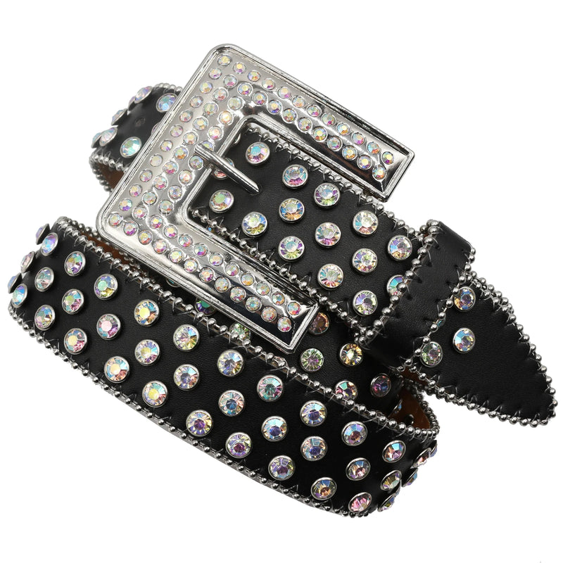 Diamond Rhinestone Belt Fashion Luxury Crystal Studded Pin Buckle Belt-Belts-Arimonz-FKTJ-Black-115CM/45inches-Arimonz