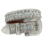 Diamond Rhinestone Belt Fashion Luxury Crystal Studded Pin Buckle Belt-Belts-Arimonz-shiny silver-115CM/45inches-Arimonz
