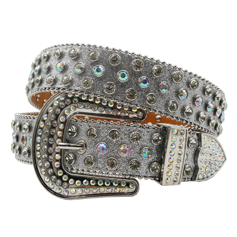Diamond Rhinestone Belt Fashion Luxury Crystal Studded Pin Buckle Belt-Belts-Arimonz-shiny silver2-115CM/45inches-Arimonz
