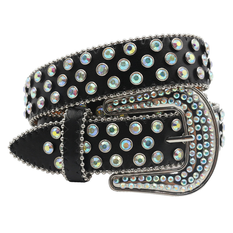 Diamond Rhinestone Belt Fashion Luxury Crystal Studded Pin Buckle Belt-Belts-Arimonz-TJ-Black-115CM/45inches-Arimonz