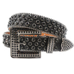 Diamond Rhinestone Belts Fashion Crystal Studded Pin Buckle Belt-Women's Belts-Arimonz-FK-Black-125cm/49inches-Arimonz
