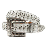 Diamond Rhinestone Belts Fashion Crystal Studded Pin Buckle Belt-Women's Belts-Arimonz-FK-MD-White-125cm/49inches-Arimonz