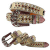 Diamond Rhinestone Belts Fashion Crystal Studded Pin Buckle Belt-Women's Belts-Arimonz-JD-5Skull-Red-125cm/49inches-Arimonz