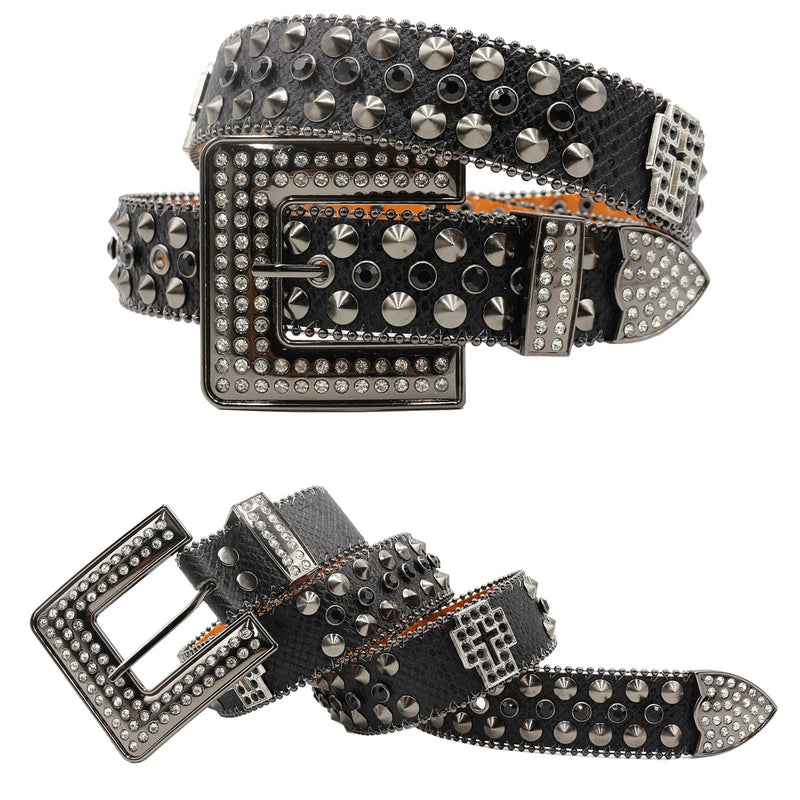 Diamond Rhinestone Belts Fashion Crystal Studded Pin Buckle Belt-Women's Belts-Arimonz-JD-FK-Black-125cm/49inches-Arimonz