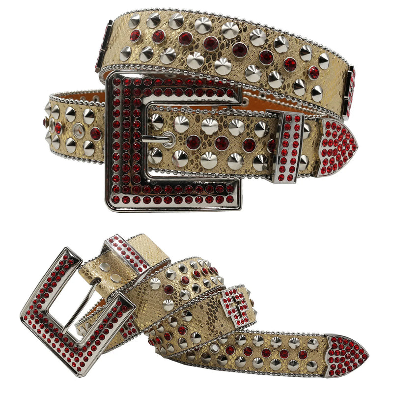 Diamond Rhinestone Belts Fashion Crystal Studded Pin Buckle Belt-Women's Belts-Arimonz-JD-FK-Red-125cm/49inches-Arimonz