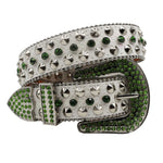 Diamond Rhinestone Belts Fashion Crystal Studded Pin Buckle Belt-Women's Belts-Arimonz-JD-JD-Green-125cm/49inches-Arimonz