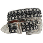 Diamond Rhinestone Belts Fashion Crystal Studded Pin Buckle Belt-Women's Belts-Arimonz-Shiny black-125cm/49inches-Arimonz