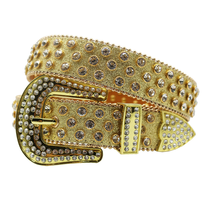 Diamond Rhinestone Belts Fashion Crystal Studded Pin Buckle Belt-Women's Belts-Arimonz-Shiny gold2-125cm/49inches-Arimonz