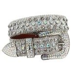 Diamond Rhinestone Belts Fashion Crystal Studded Pin Buckle Belt-Women's Belts-Arimonz-Shiny silver-125cm/49inches-Arimonz