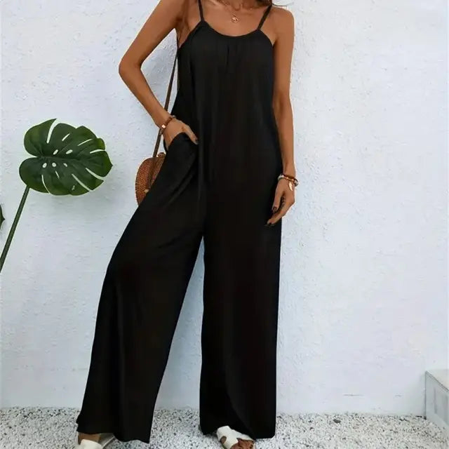 Digital Printing Color Gradient Sleeveless Casual Baggy Jumpsuit-Jumpsuits & Rompers-Arimonz-black-S-Arimonz