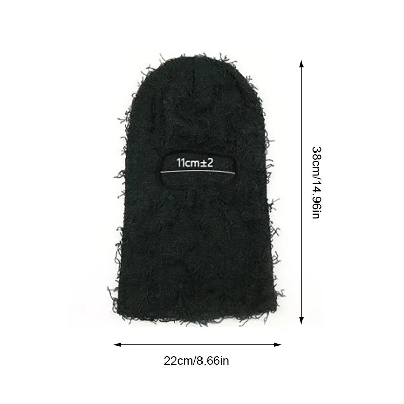 Distressed Knitted Hip Hop Cap Outdoor Fuzzy Ski Balaclava Beanies Hat-Winter Hats-Arimonz-Arimonz