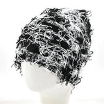 Distressed Knitted Hip Hop Cap Outdoor Fuzzy Ski Balaclava Beanies Hat-Winter Hats-Arimonz-Black White-Arimonz
