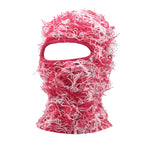 Distressed Knitted Hip Hop Cap Outdoor Fuzzy Ski Balaclava Beanies Hat-Winter Hats-Arimonz-Rose Red White 2-Arimonz
