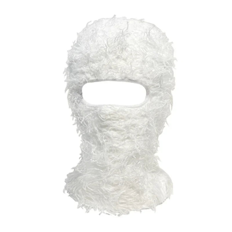 Distressed Knitted Hip Hop Cap Outdoor Fuzzy Ski Balaclava Beanies Hat-Winter Hats-Arimonz-White 2-Arimonz