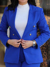 Double Breasted Long Sleeved Lapel Jacket and High Waisted Slim Pants-Wear To Work Sets-Arimonz-Arimonz