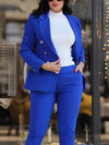 Double Breasted Long Sleeved Lapel Jacket and High Waisted Slim Pants-Wear To Work Sets-Arimonz-Arimonz