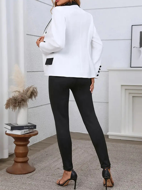 Double Breasted Long Sleeved Lapel Jacket and Pants 2pcs Suit Set-Wear To Work Sets-Arimonz-Arimonz