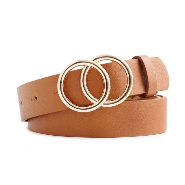 Double Loop Buckle Design Belt Casual Jeans Women Adjustable Belt-Belts-Arimonz-camel-105CM/41nches-Arimonz