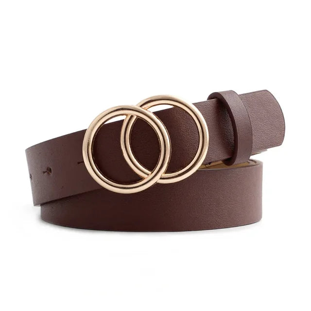 Double Loop Buckle Design Belt Casual Jeans Women Adjustable Belt-Belts-Arimonz-Coffee-105CM/41nches-Arimonz